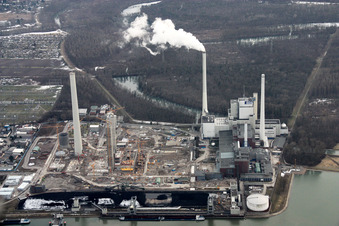 Rhine port steam power plant construction site new coal-fired power plant in the district Daxlanden in Karlsruhe in the state Baden-Wuerttemberg, Germany