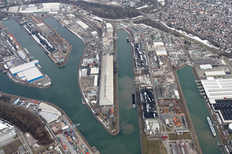 Aerial photograpy of Hall of Jerich Germany Karlsruhe in the Rhine port in the district Mühlburg in Karlsruhe in the state Baden-Wuerttemberg, Germany