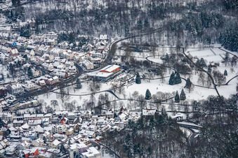 Kurhaus Waldbronn in the snow in the district Reichenbach in Waldbronn in the state Baden-Wuerttemberg, Germany