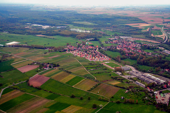 District Altenstadt in Wissembourg in the state Bas-Rhin, France from above