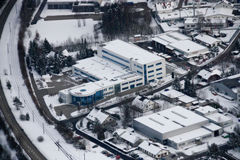 Ittersbach, industrial area in the district Im Stockmädle in Karlsbad in the state Baden-Wuerttemberg, Germany seen from above