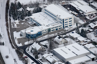 Ittersbach, industrial area in the district Im Stockmädle in Karlsbad in the state Baden-Wuerttemberg, Germany from the plane
