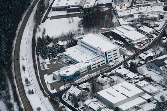 Bird's eye view of Ittersbach, industrial area in the district Im Stockmädle in Karlsbad in the state Baden-Wuerttemberg, Germany