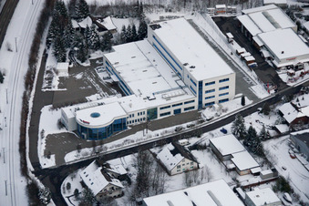 Drone image of Ittersbach, industrial area in the district Im Stockmädle in Karlsbad in the state Baden-Wuerttemberg, Germany