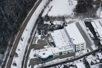 Ittersbach, industrial area in the district Im Stockmädle in Karlsbad in the state Baden-Wuerttemberg, Germany from a drone