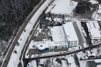 Ittersbach, industrial area in the district Im Stockmädle in Karlsbad in the state Baden-Wuerttemberg, Germany seen from a drone