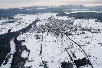 Aerial view of From the west in the district Ittersbach in Karlsbad in the state Baden-Wuerttemberg, Germany