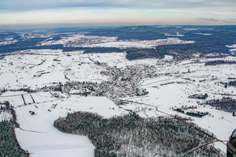 In the snow in the district Ottenhausen in Straubenhardt in the state Baden-Wuerttemberg, Germany