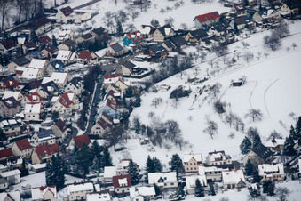 Wintry snowy Village view in the district Graefenhausen in Birkenfeld in the state Baden-Wurttemberg