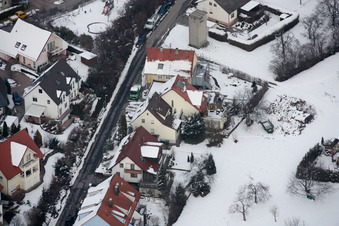 Aerial view of Mühlgasse in the district Gräfenhausen in Birkenfeld in the state Baden-Wuerttemberg, Germany