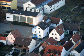 Aerial photograpy of Mundohalle, fire department, sports hall in Minfeld in the state Rhineland-Palatinate, Germany