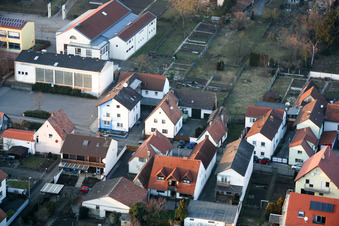Mundohalle, fire department, sports hall in Minfeld in the state Rhineland-Palatinate, Germany from above