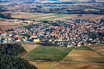 Aerial view of View of the town from the west in Hatzenbühl in the state Rhineland-Palatinate, Germany