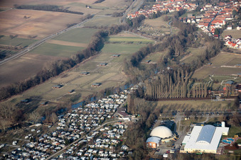 Mhou Ostrich Farm at the campsite in Rülzheim in the state Rhineland-Palatinate, Germany