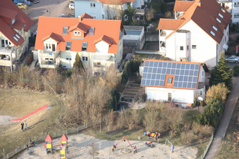 Aerial photograpy of Kirchweg in the new development area O in Bellheim in the state Rhineland-Palatinate, Germany