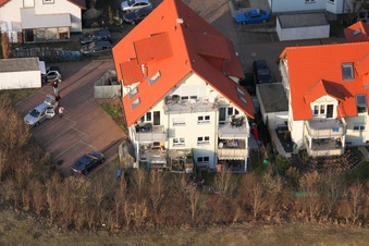 Kirchweg in the new development area O in Bellheim in the state Rhineland-Palatinate, Germany out of the air