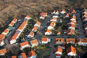 Rober-Koch-Straße in the new development area O in Bellheim in the state Rhineland-Palatinate, Germany