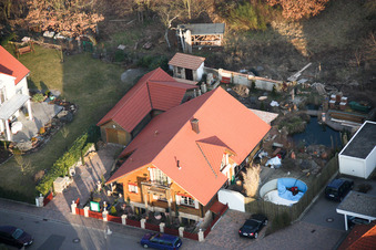 Aerial photograpy of Rober-Koch-Straße in the new development area O in Bellheim in the state Rhineland-Palatinate, Germany