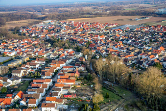 Aerial view of Village view from the northwest in Kuhardt in the state Rhineland-Palatinate, Germany