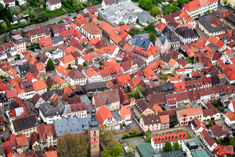 Aerial photograpy of Königstr in Bad Bergzabern in the state Rhineland-Palatinate, Germany