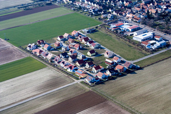 New development area Brotäcker from the south in Steinweiler in the state Rhineland-Palatinate, Germany