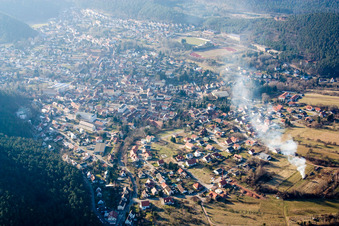 Aerial view of Village view in Hauenstein in the state Rhineland-Palatinate