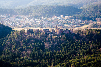 Ruins and vestiges of the former fortresses Tannstein, Grafendahn and Altdahn in Dahn in the state Rhineland-Palatinate