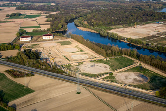Former tank farm on the Old Rhine in Jockgrim in the state Rhineland-Palatinate, Germany