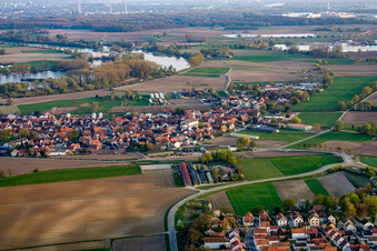 View of the town from the north in Leimersheim in the state Rhineland-Palatinate, Germany