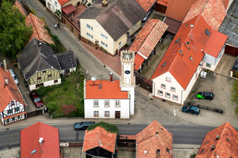 Aerial view of Town Hall building of the city administration in Oberhausen in the state Rhineland-Palatinate, Germany