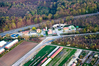 Oblique view of Sewage treatment plant in Kandel in the state Rhineland-Palatinate, Germany