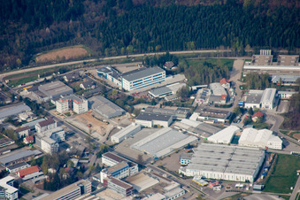 Ittersbach, industrial area in the district Im Stockmädle in Karlsbad in the state Baden-Wuerttemberg, Germany out of the air