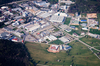 Ittersbach, industrial area in the district Im Stockmädle in Karlsbad in the state Baden-Wuerttemberg, Germany seen from above