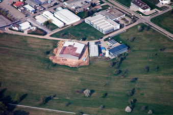 Ittersbach, industrial area in the district Im Stockmädle in Karlsbad in the state Baden-Wuerttemberg, Germany from the plane