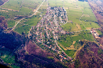 Aerial view of From the east in the district Burbach in Marxzell in the state Baden-Wuerttemberg, Germany