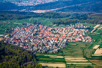 Village from the southeast in the district Spessart in Ettlingen in the state Baden-Wuerttemberg, Germany