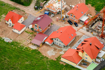Aerial view of New development area Mühlstr in Barbelroth in the state Rhineland-Palatinate, Germany