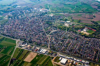 From the northeast in the district Mörsch in Rheinstetten in the state Baden-Wuerttemberg, Germany