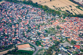 Aerial photograpy of Habsburg Avenue in Hagenbach in the state Rhineland-Palatinate, Germany