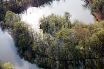 Aerial view of Tributaries of the Ammer in the Ammersee in Ammersee in the state Bavaria, Germany