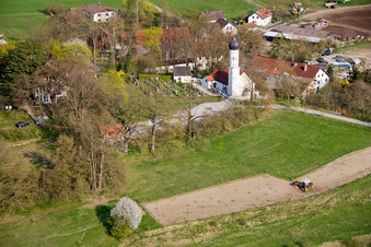 Grave rows on the grounds of the cemetery at the church in Paehl in the state Bavaria