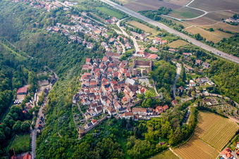 Neuleiningen in the state Rhineland-Palatinate, Germany seen from a drone