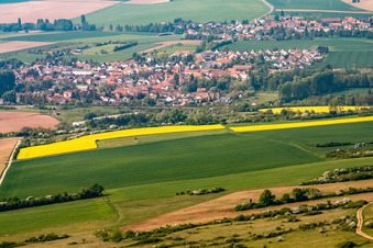 Aerial view of Village view from the southeast in Ebertsheim in the state Rhineland-Palatinate, Germany