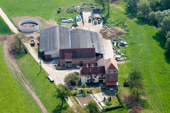 Bird's eye view of Niederrœdern in the state Bas-Rhin, France