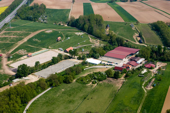 Haras de la Neée in Neewiller-près-Lauterbourg in the state Bas-Rhin, France from above