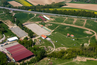Haras de la Neée in Neewiller-près-Lauterbourg in the state Bas-Rhin, France seen from above
