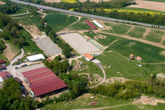 Haras de la Neée in Neewiller-près-Lauterbourg in the state Bas-Rhin, France from the plane