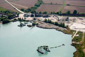 Gravel works at Epplesee in Neuburg am Rhein in the state Rhineland-Palatinate, Germany