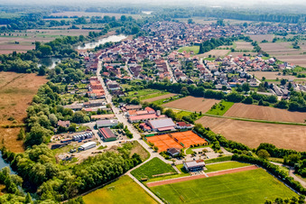 Village view from the west in Neuburg am Rhein in the state Rhineland-Palatinate, Germany
