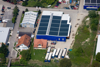 Aerial photograpy of Industriestr in Hagenbach in the state Rhineland-Palatinate, Germany
